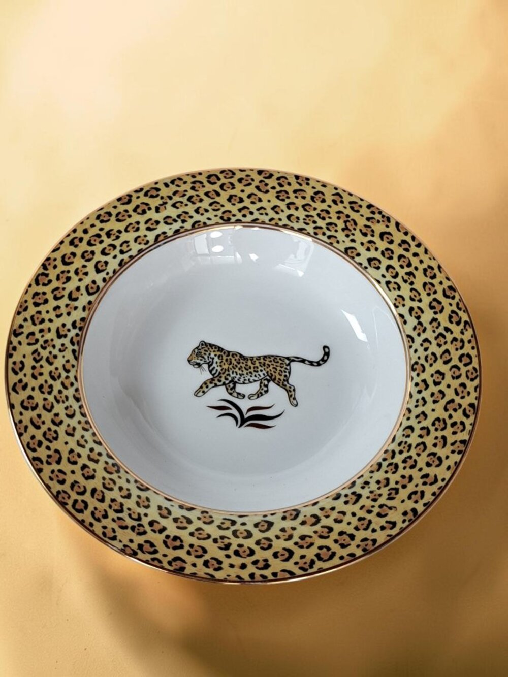Lynn Chase Amazonian Jaguar Large Rim Soup Bowl 9 1/8"